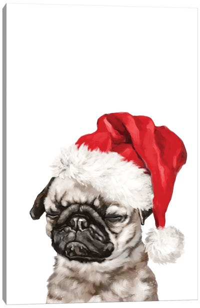 Christmas Meditation Pug Canvas Art Print - Christmas Animal Art