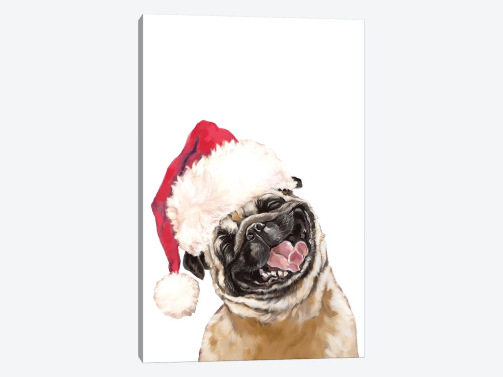 Christmas Laughing Pug by Big Nose Work 1-piece Canvas Art