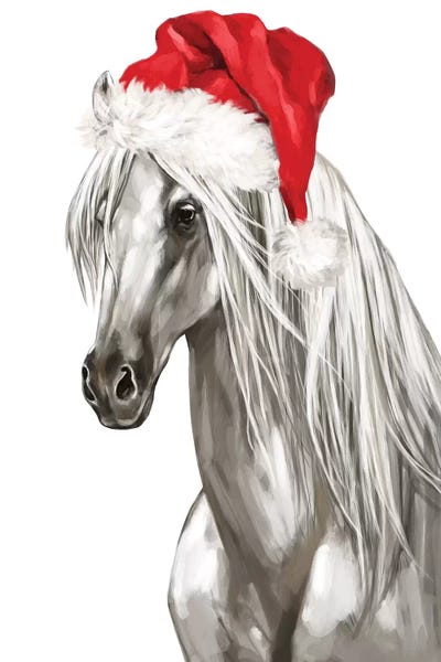 Christmas White Horse by Big Nose Work framed wall art