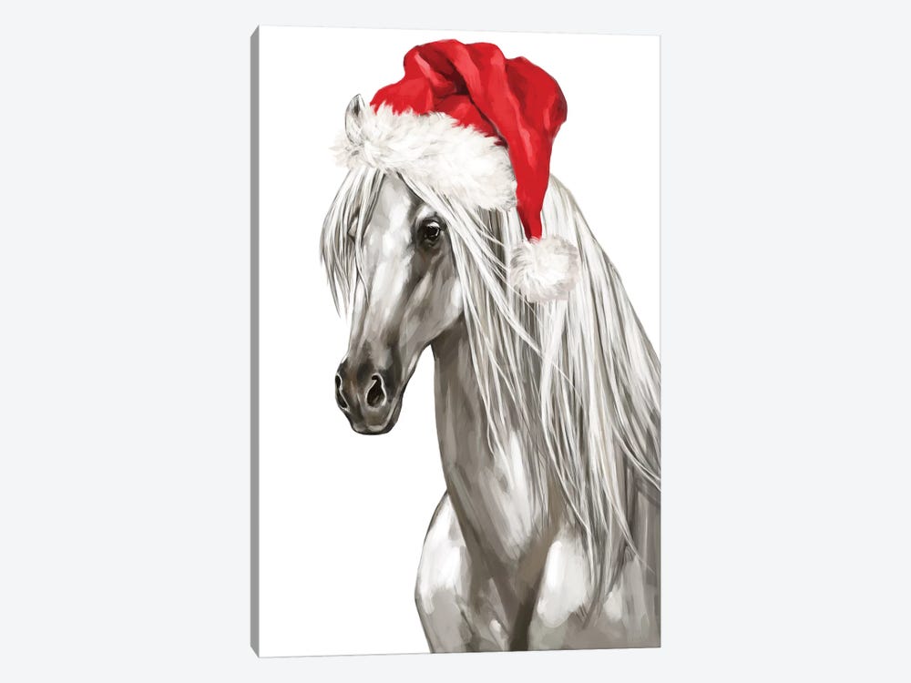 Christmas White Horse by Big Nose Work 1-piece Canvas Art