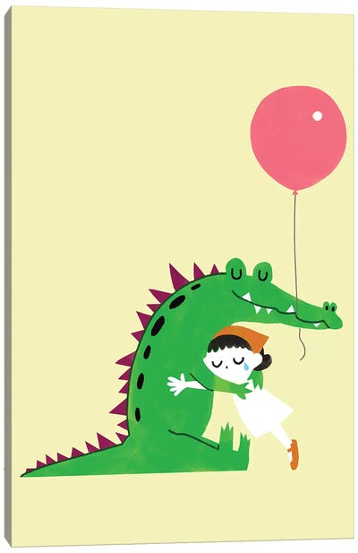 Crocodile Hug Canvas Art Print - Crocodile & Alligator Art