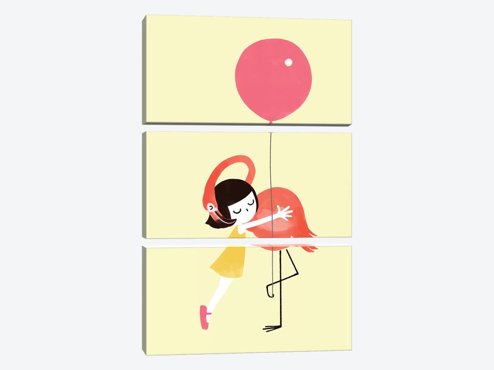 Flamingo Hug by Big Nose Work 3-piece Art Print