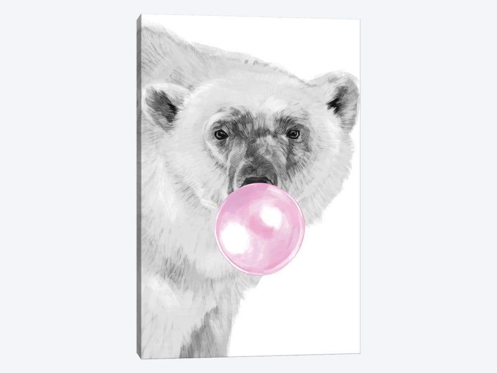 Bubble Gum Polar Bear by Big Nose Work 1-piece Art Print