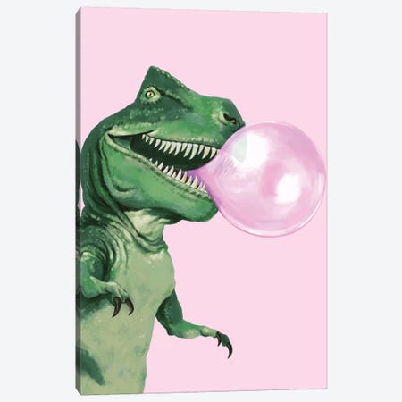 Bubble Gum T Rex Canvas Print #BNW143} by Big Nose Work Canvas Wall Art