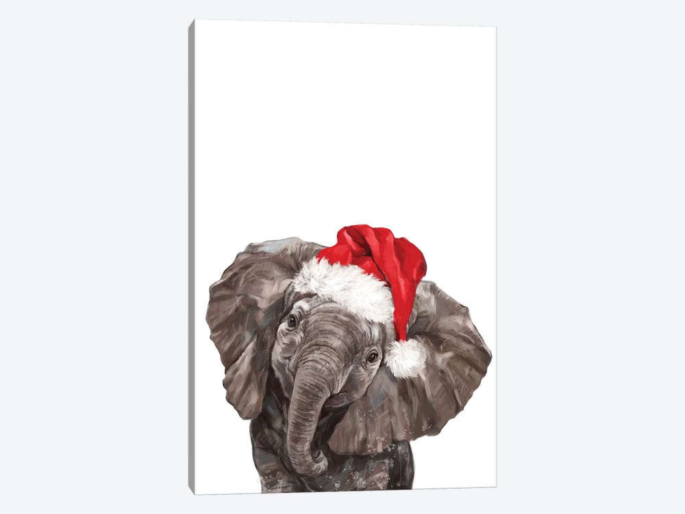 Christmas Baby Elephant by Big Nose Work 1-piece Canvas Art Print