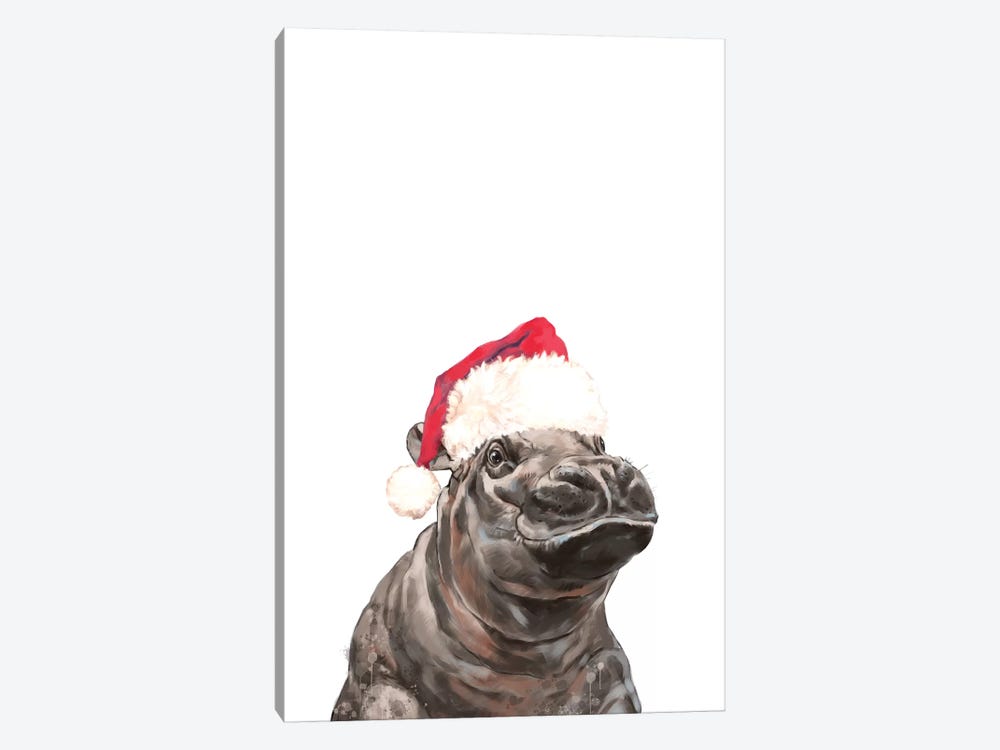 Christmas Baby Hippo by Big Nose Work 1-piece Canvas Wall Art