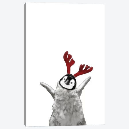 Christmas Reindeer Baby Penguin Canvas Print #BNW148} by Big Nose Work Canvas Wall Art