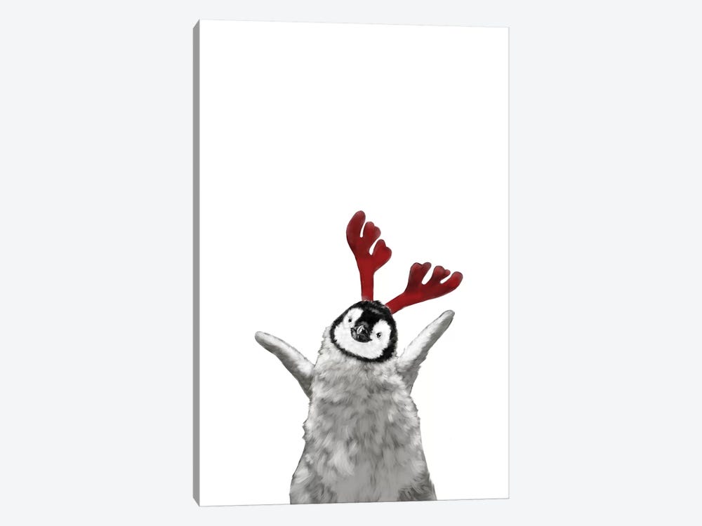 Christmas Reindeer Baby Penguin by Big Nose Work 1-piece Art Print