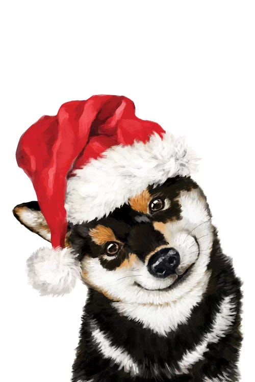 Christmas Black Shiba Inu by Big Nose Work wall art