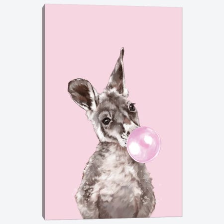 Baby Kangaroo Blowing Bubble Gum Canvas Print #BNW14} by Big Nose Work Art Print