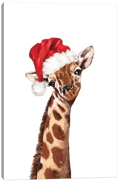Christmas Giraffe Canvas Art Print - Giraffe Art