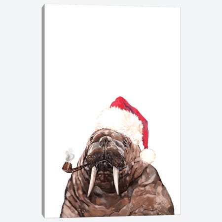 Christmas Daddy Walrus Canvas Print #BNW153} by Big Nose Work Canvas Print