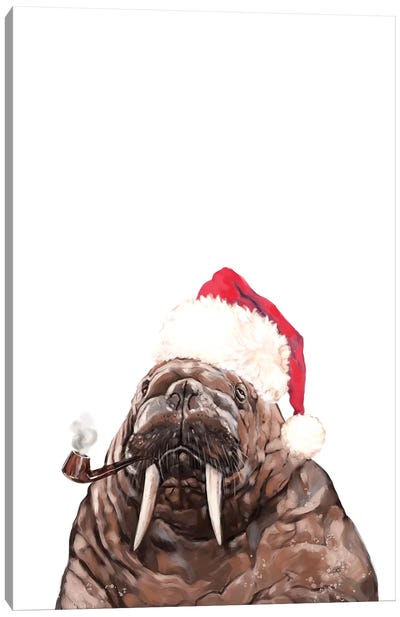 Christmas Daddy Walrus Canvas Art Print - Walruses