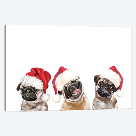 3 Emotional Pug Before Christmas Canvas Print #BNW154} by Big Nose Work Canvas Art