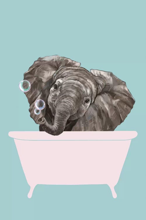 Baby Elephant In Bathtub