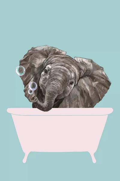 Baby Animals: Baby Elephant In Bathtub by Big Nose Work