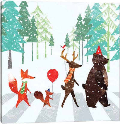 Abbey Road Canvas Art Print - Christmas Trees & Wreath Art