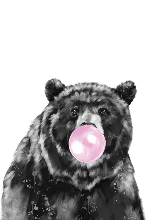 Bubble Gum Big Black Bear by Big Nose Work wall art