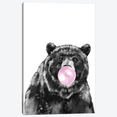Bubble Gum Big Black Bear Canvas Print #BNW159} by Big Nose Work Canvas Print