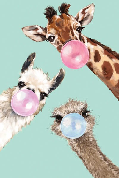 Kids Animal Art: Bubble Gum Gang in Green by Big Nose Work