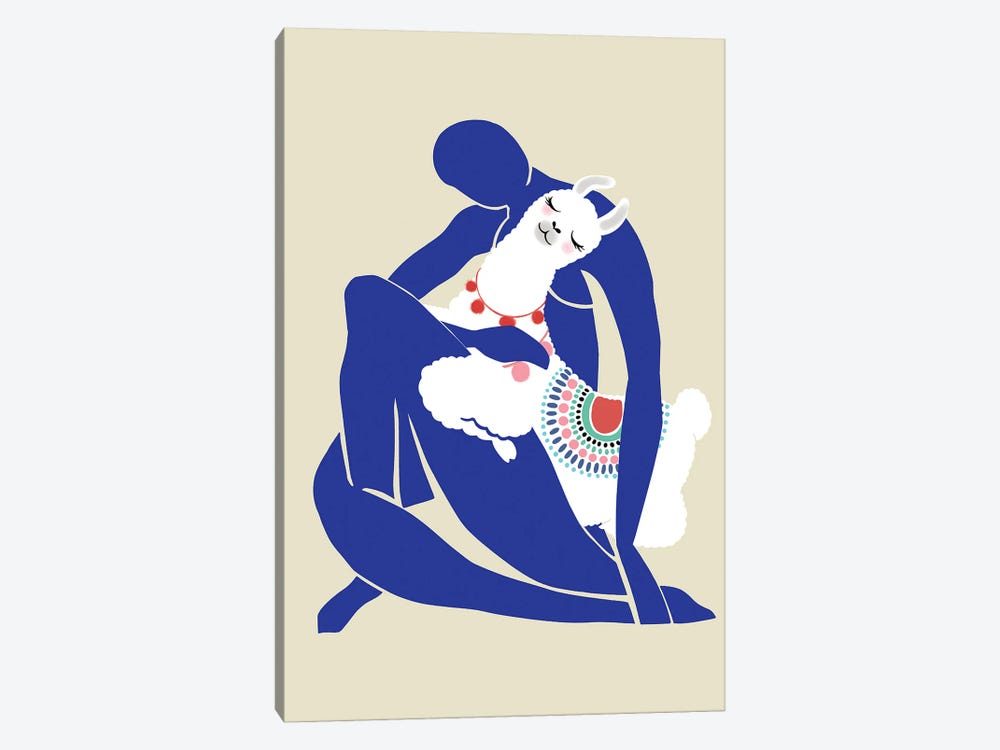 Blue Nude With Llama by Big Nose Work 1-piece Canvas Wall Art