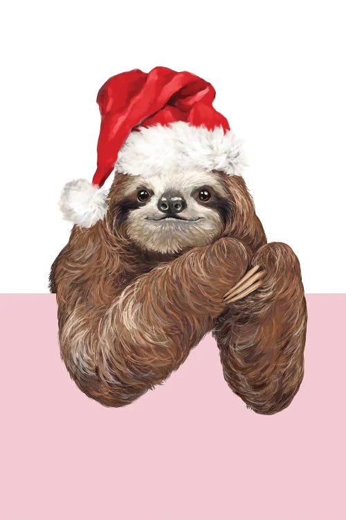 Cheerful Christmas Sloth by Big Nose Work wall art