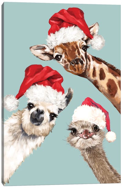Christmas Animals Gang Canvas Art Print - Llama & Alpaca Art
