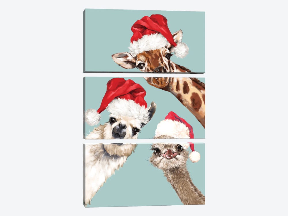 Christmas Animals Gang by Big Nose Work 3-piece Canvas Print