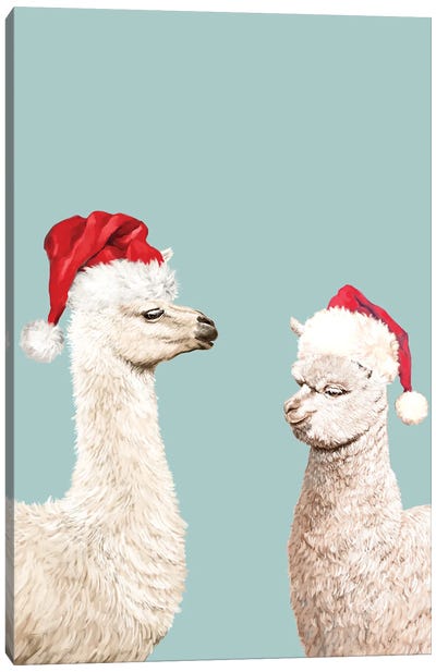 Christmas Llama Alpaca Canvas Art Print - Christmas Animal Art