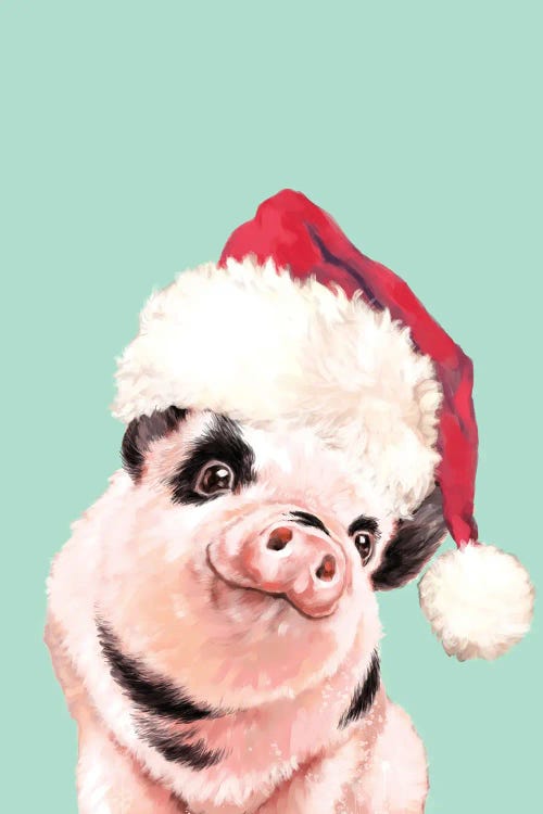 Cutie Christmas Baby Pig by Big Nose Work wall art