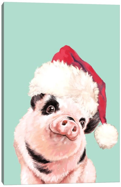 Cutie Christmas Baby Pig Canvas Art Print - Big Nose Work