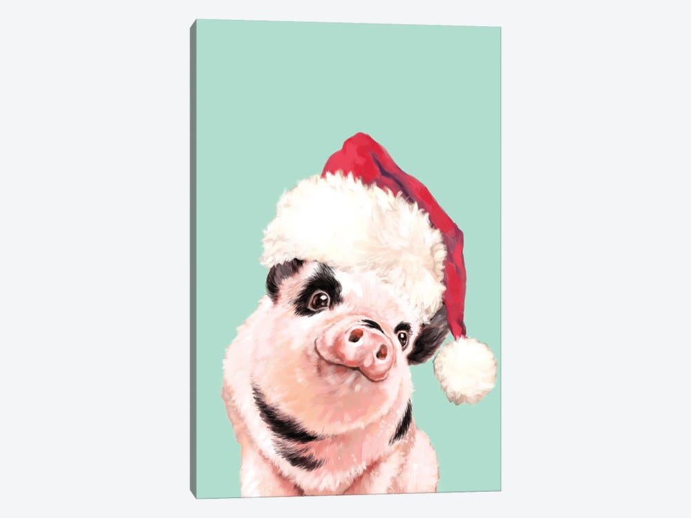 Cutie Christmas Baby Pig by Big Nose Work 1-piece Canvas Wall Art