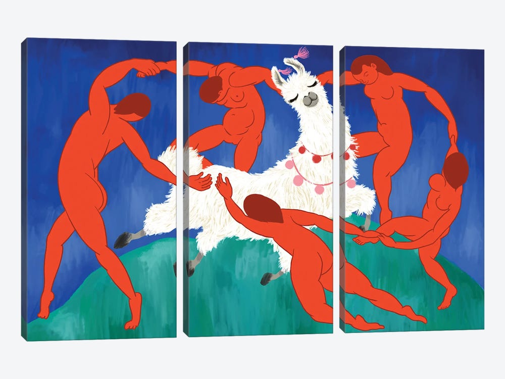 Dance With Llama by Big Nose Work 3-piece Canvas Art