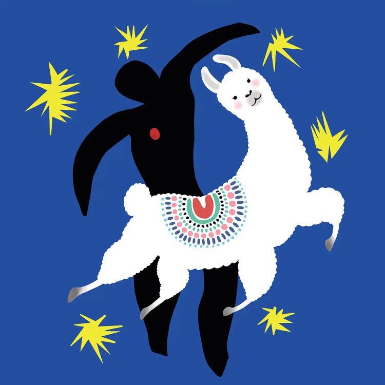 Icarus With Llama by Big Nose Work wall art