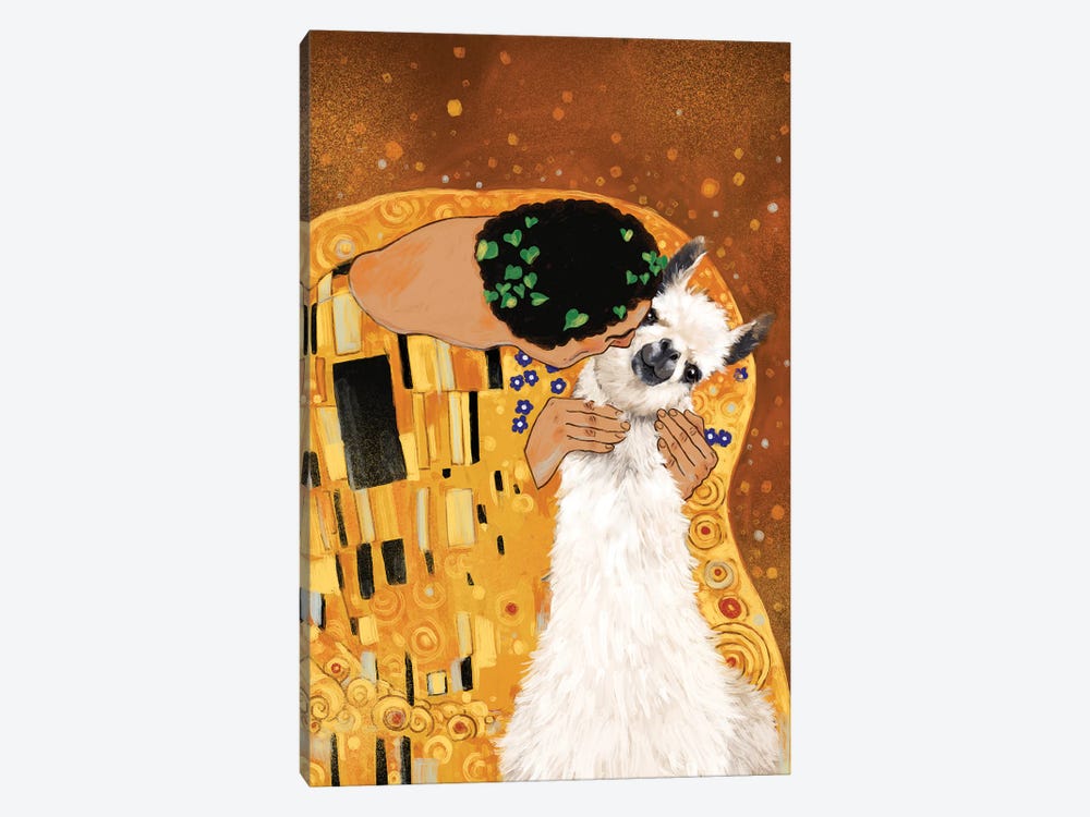 Llama The Kiss by Big Nose Work 1-piece Canvas Wall Art