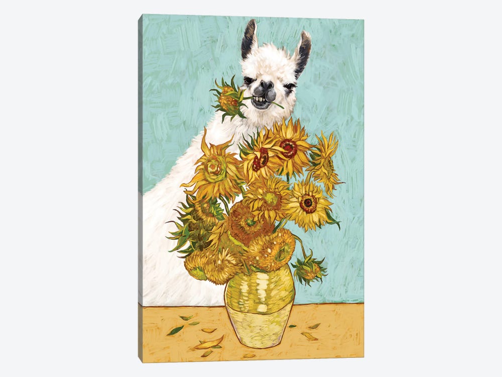 Naughty Llama And The Sunflowers by Big Nose Work 1-piece Art Print