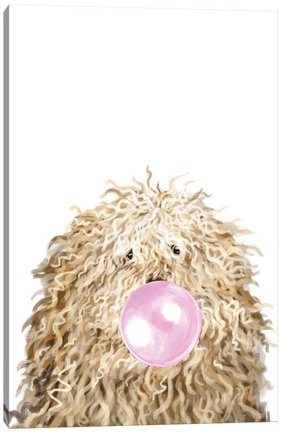 Puli Dog With Bubble Gum Canvas Art Print - Bubble Gum