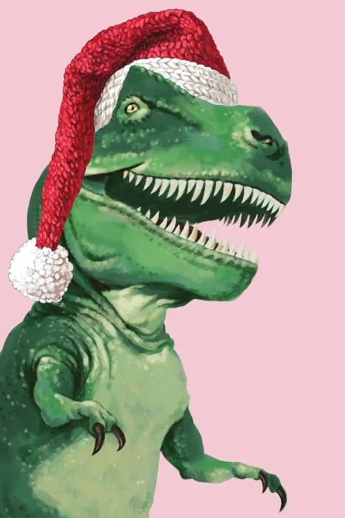 Santa T-Rex by Big Nose Work canvas print
