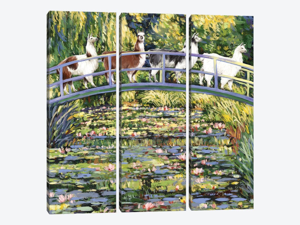 Llama And The Water Lily Pond by Big Nose Work 3-piece Canvas Art