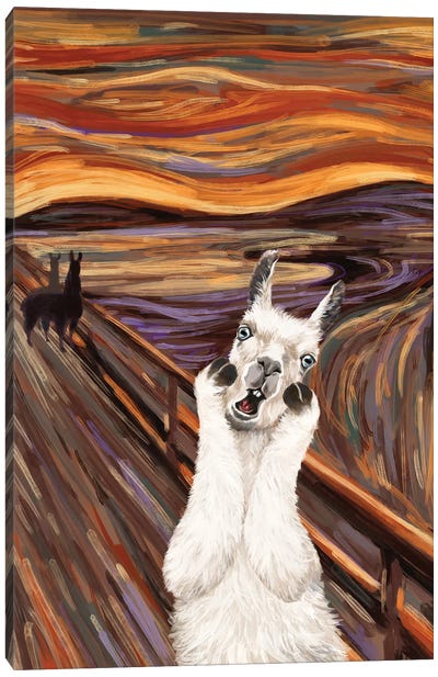 Scream Llama Canvas Art Print - Llama & Alpaca Art