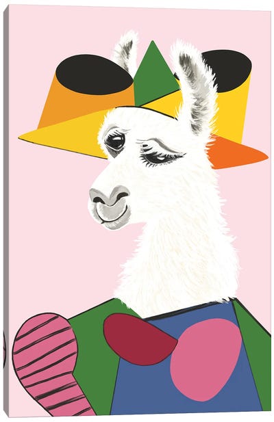 Portrait Of Llama Canvas Art Print