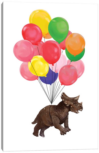 Let's Fly Triceratop Canvas Art Print - Balloons