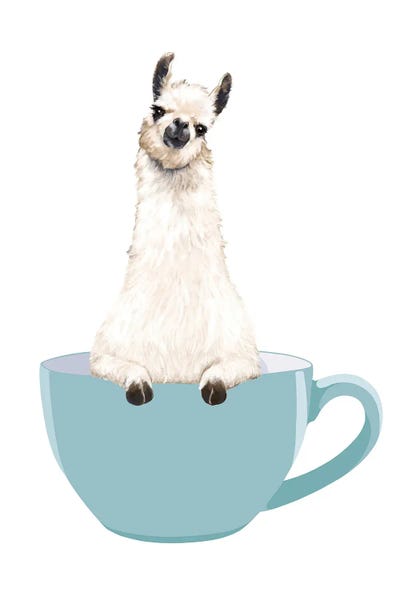 Llamas: Cute Llama In Cup by Big Nose Work