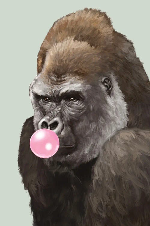 Gorilla With Bubble Gum by Big Nose Work wall art
