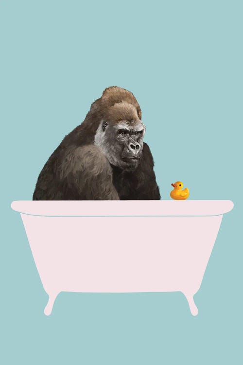 Gorilla In Bathtub by Big Nose Work wall art