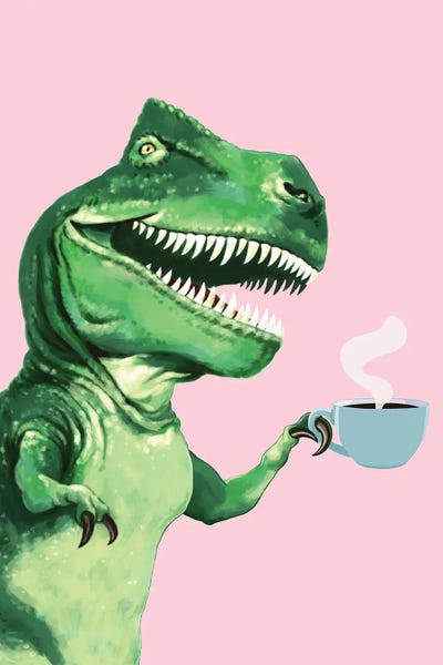 Big Nose Work: T-Rex Enjoying Coffee by Big Nose Work