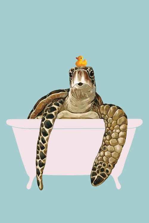 Sea Turtle In Bathtub by Big Nose Work wall art