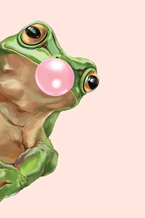 Bubble Gum Sneaky Frog by Big Nose Work wall art
