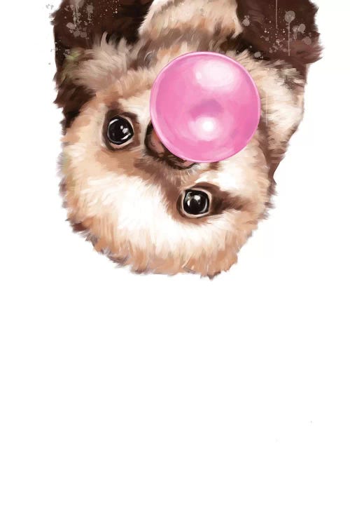 Baby Sloth Blowing Bubble Gum by Big Nose Work wall art