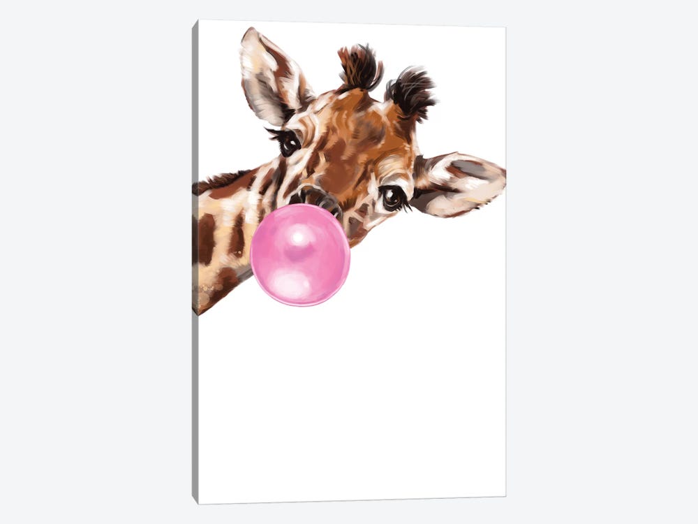 Sneaky Giraffe Blowing Bubble Gum by Big Nose Work 1-piece Art Print